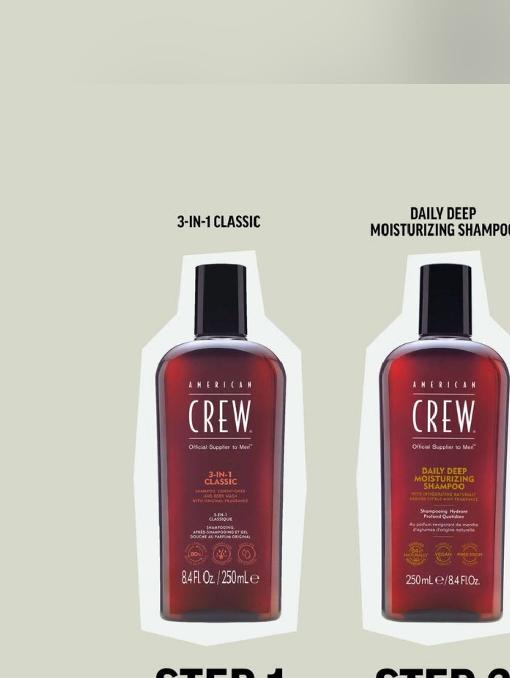 THREE AMERICAN CREW DAILY DEEP MOISTURIZING SHAMPOO FOR MEN 33.8FL OZ EACH - Picture 8 of 9